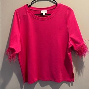 INC International Concepts Fuchsia Feather Sleeve Top